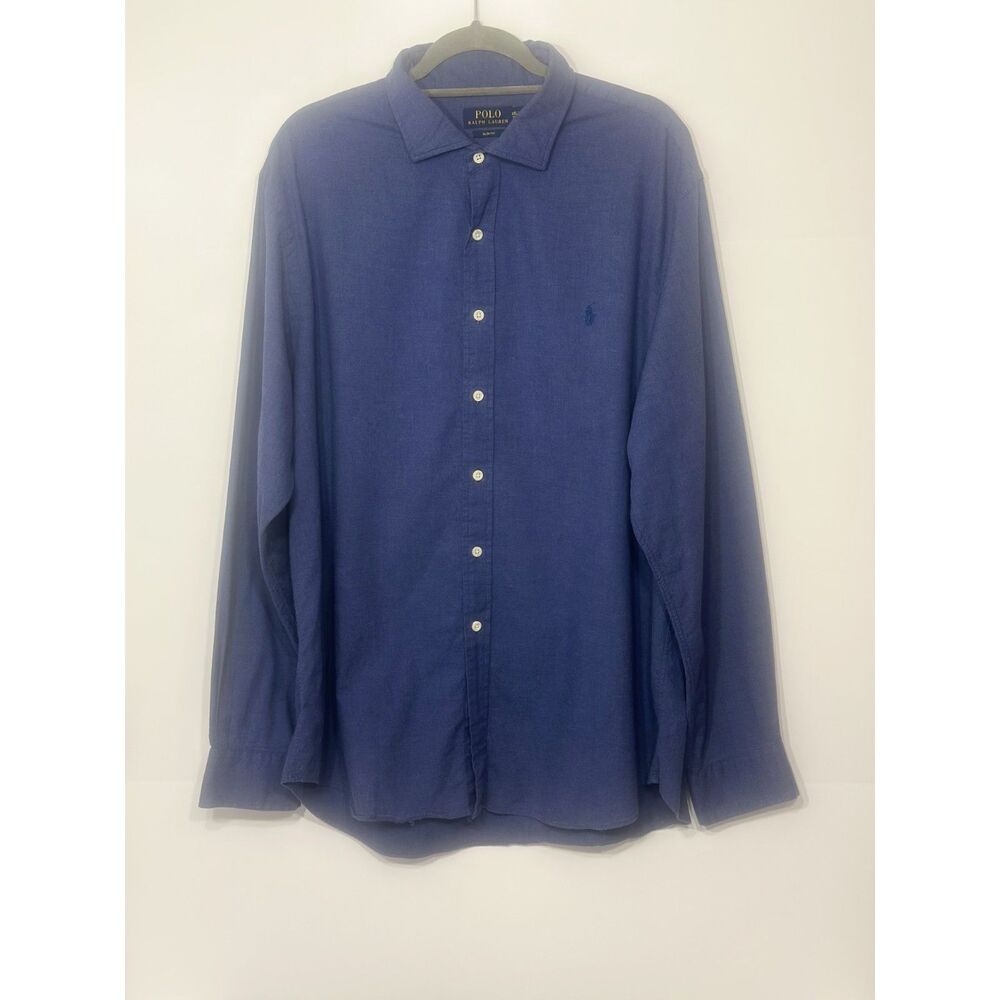 Polo Ralph Lauren Men’s Slim Fit Button Down Shirt Navy Blue XXL 2XL